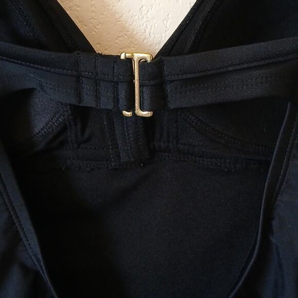 Kona Sol High Coverage One Piece Swimsuit Black With Embroidery - Picture 4 of 6